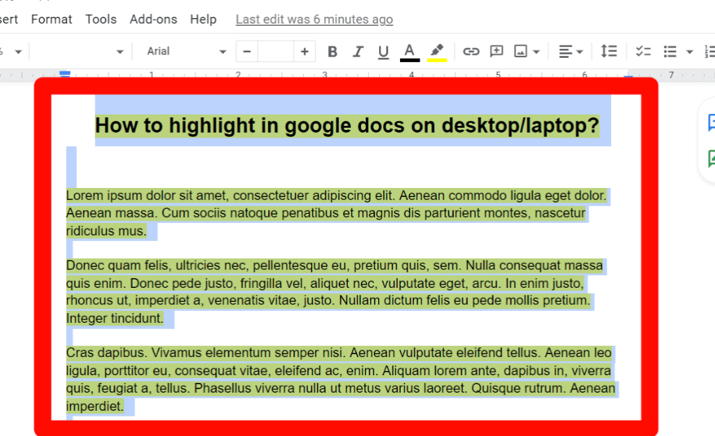 step 1 for How to change the highlight color in google docs