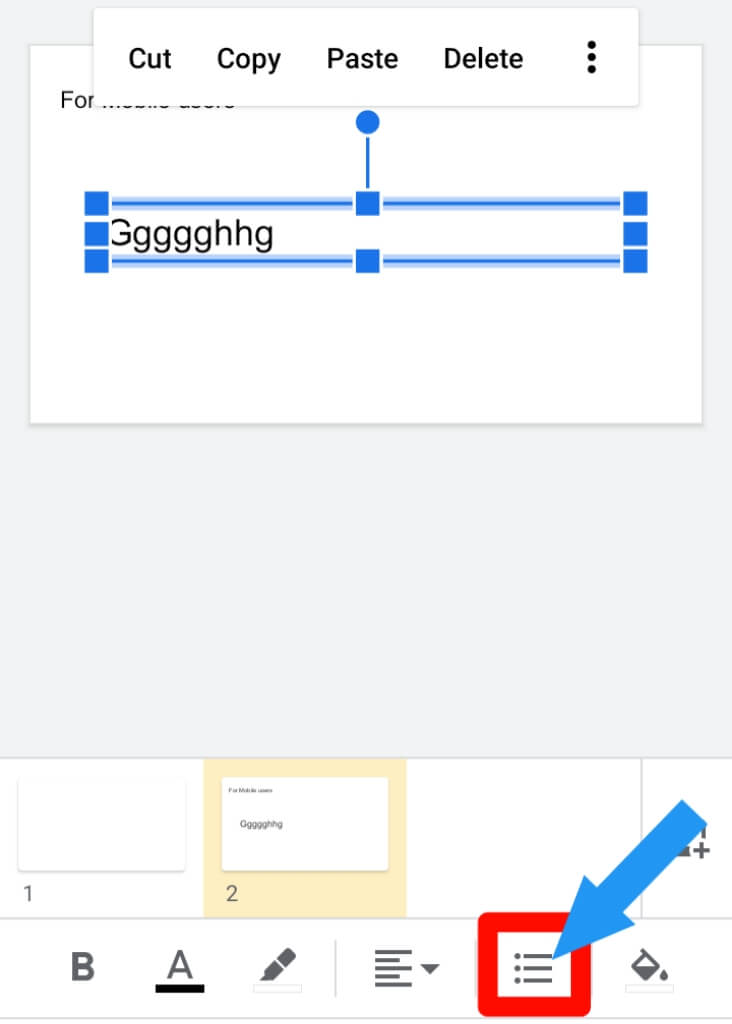 1 How to add bullet points in google slides on Mobile.