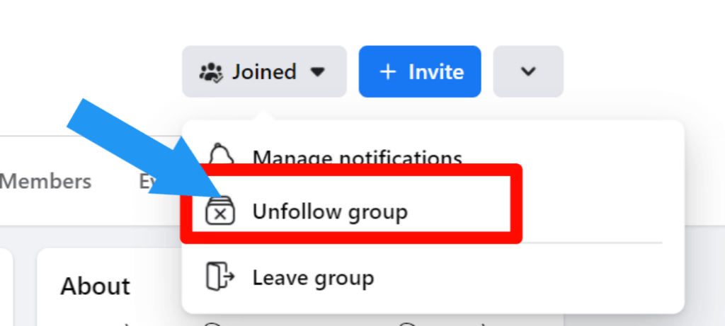 step 2 for How to unfollow a group on Facebook