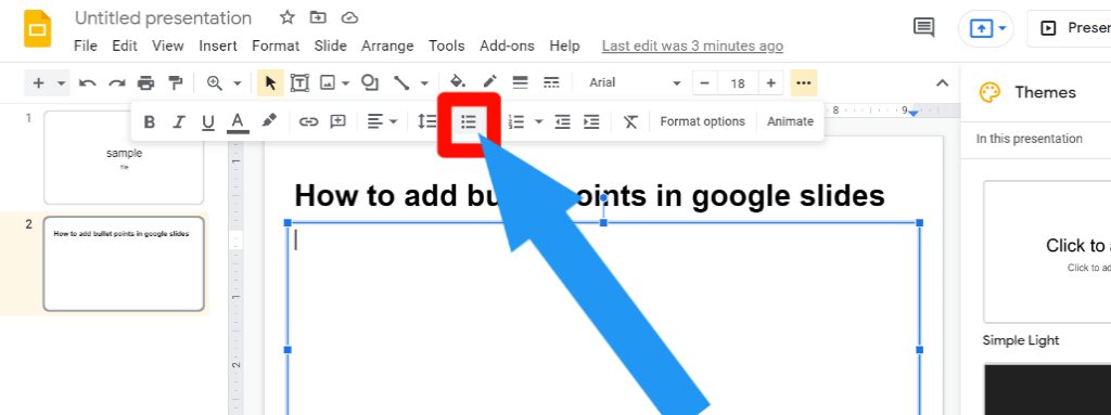 2 How to add bullet points in google slides on Laptop & Computer