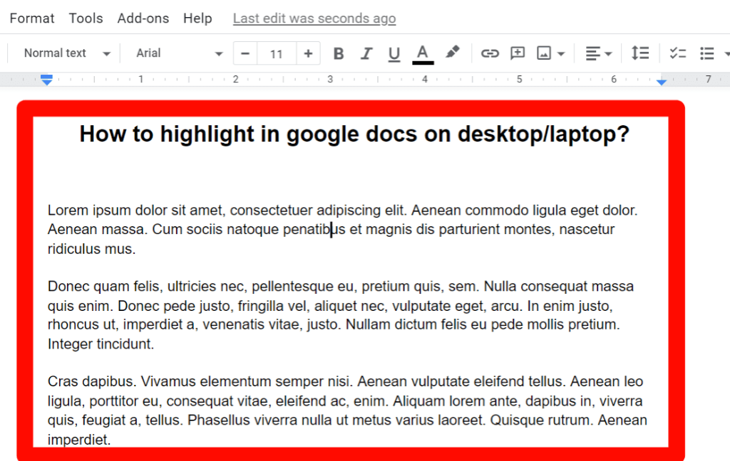 Step 3 for how to remove highlight color in google docs