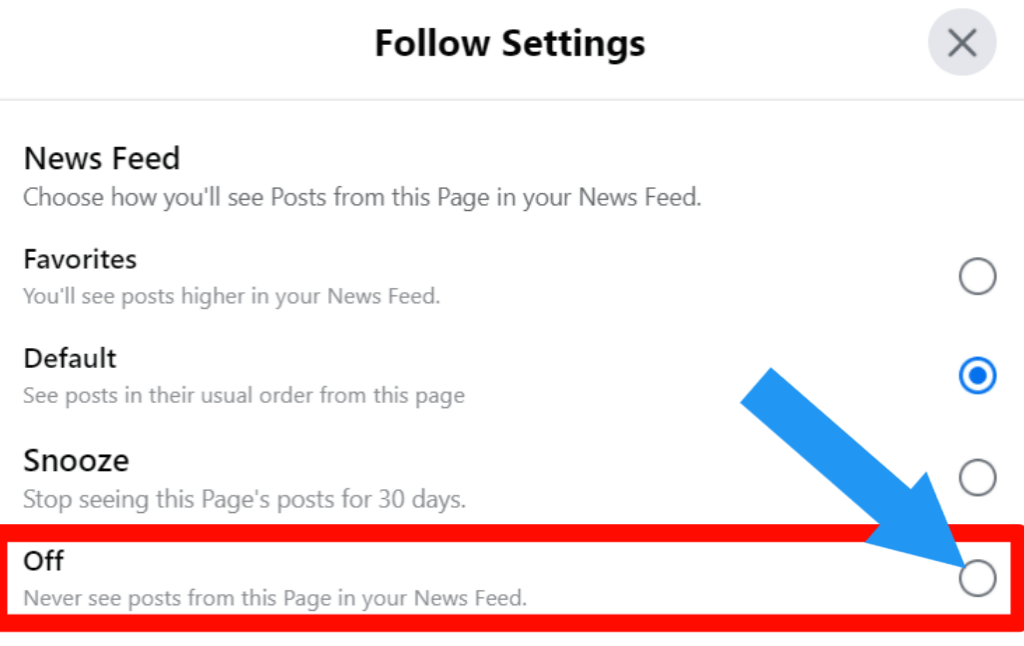 step 3 for How to unfollow a page on Facebook