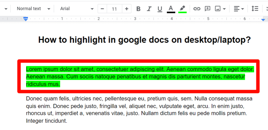 step 4 How to highlight in google docs on desktop/laptop?