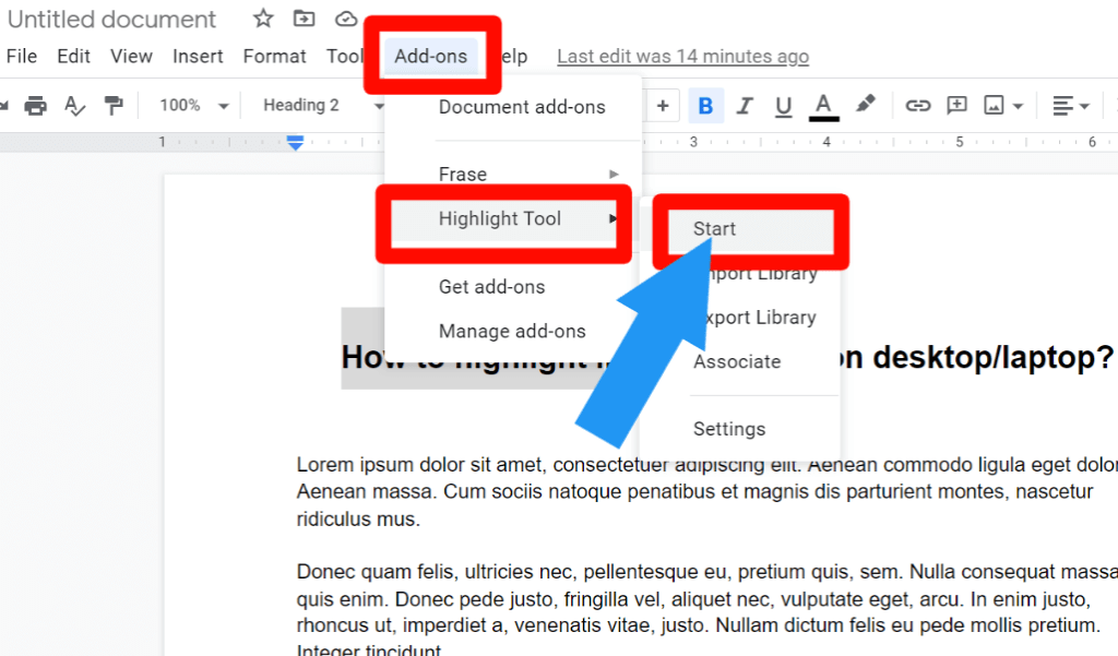 step 4 for How to highlight in Google Docs using the highlight tool