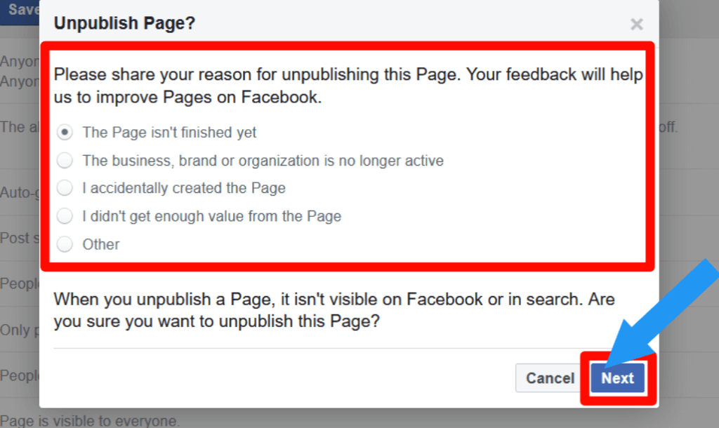 4 How to Unpublish or hide your Facebook page Without deleting it