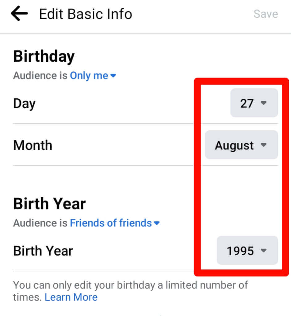 4 How to change your birthday on Facebook on mobile