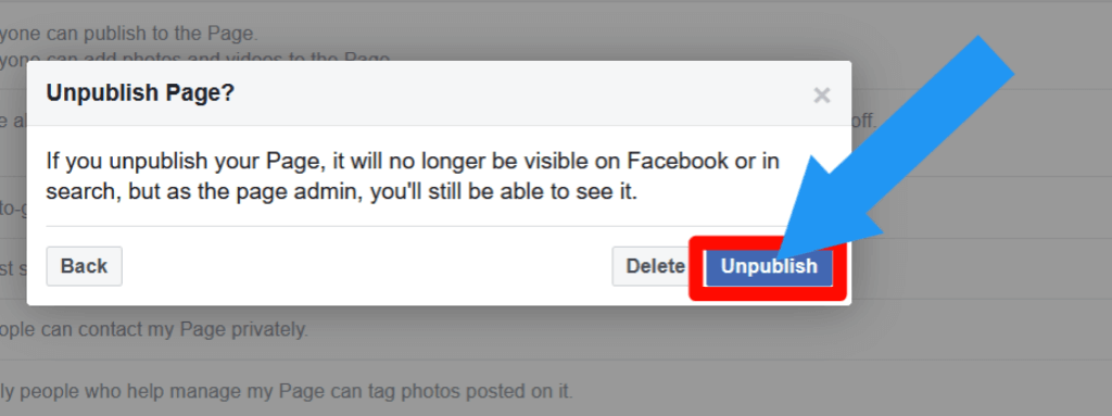 5 How to Unpublish or hide your Facebook page Without deleting it