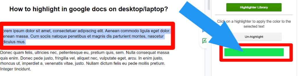 step 7 for How to highlight in Google Docs using the highlight tool