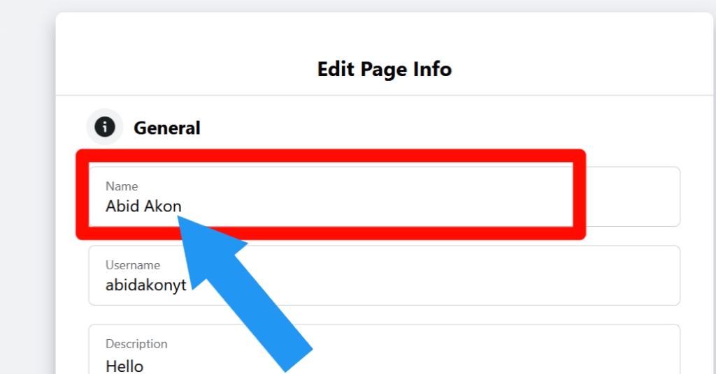 Step 2 for How to change your page name on Facebook 2021