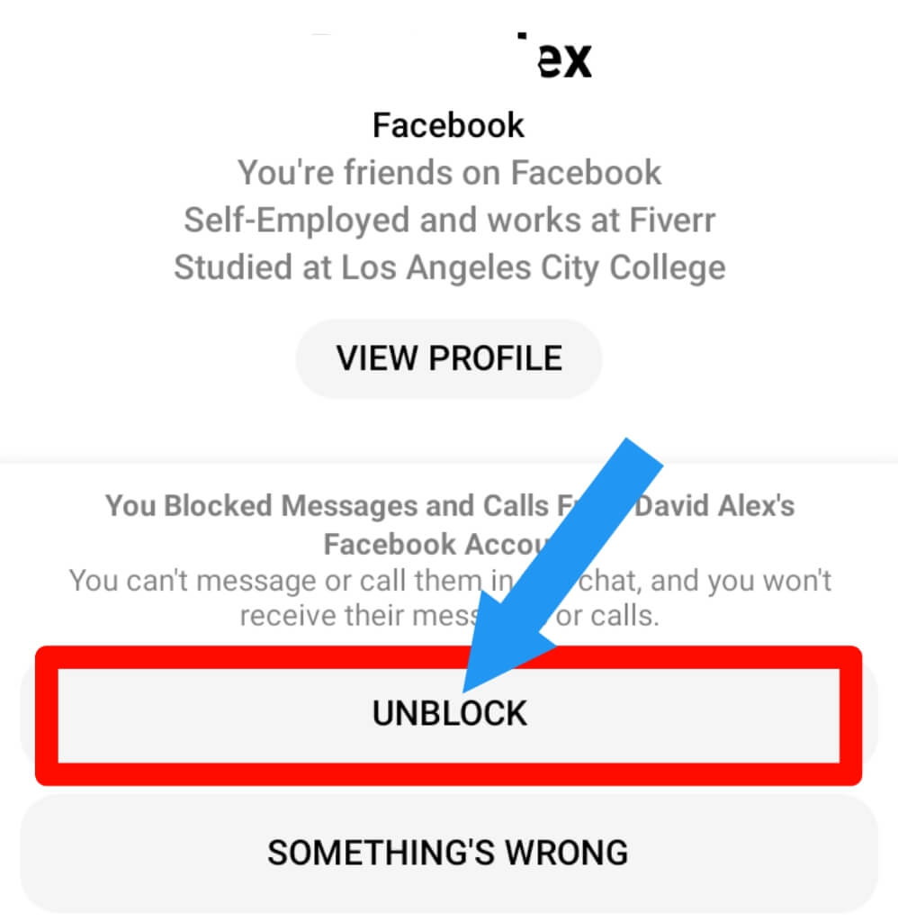 Step 3 for How to unblock someone on Facebook messenger