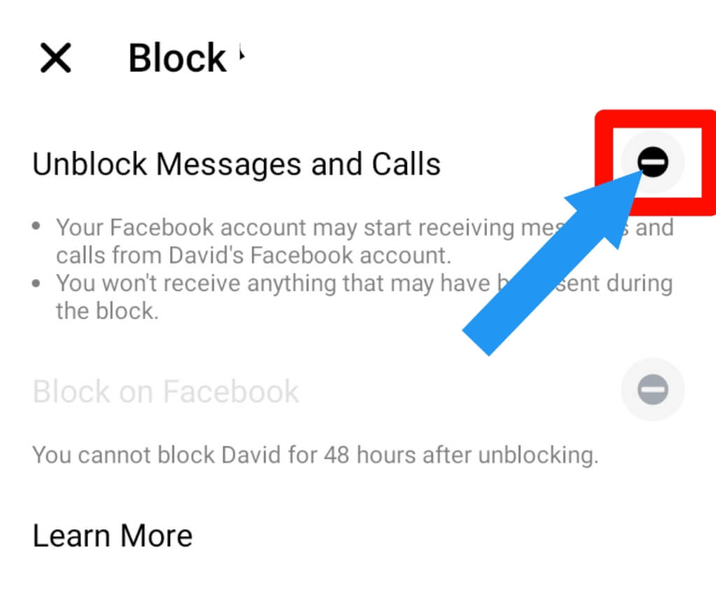 Step 4 for How to unblock someone on Facebook messenger