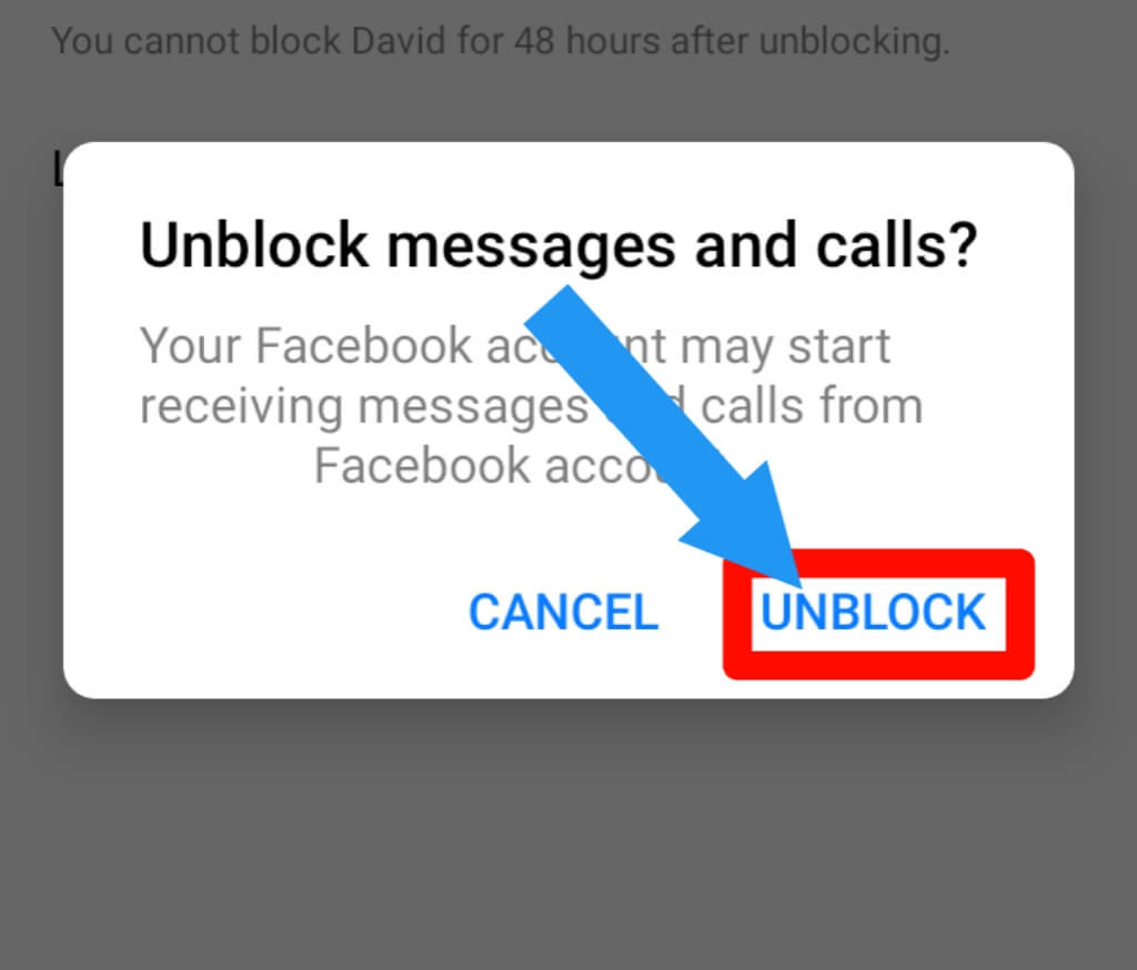 Step 5 for How to unblock someone on Facebook messenger
