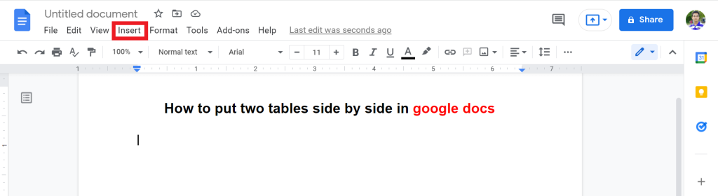 1 how to put two tables side by side in google docs