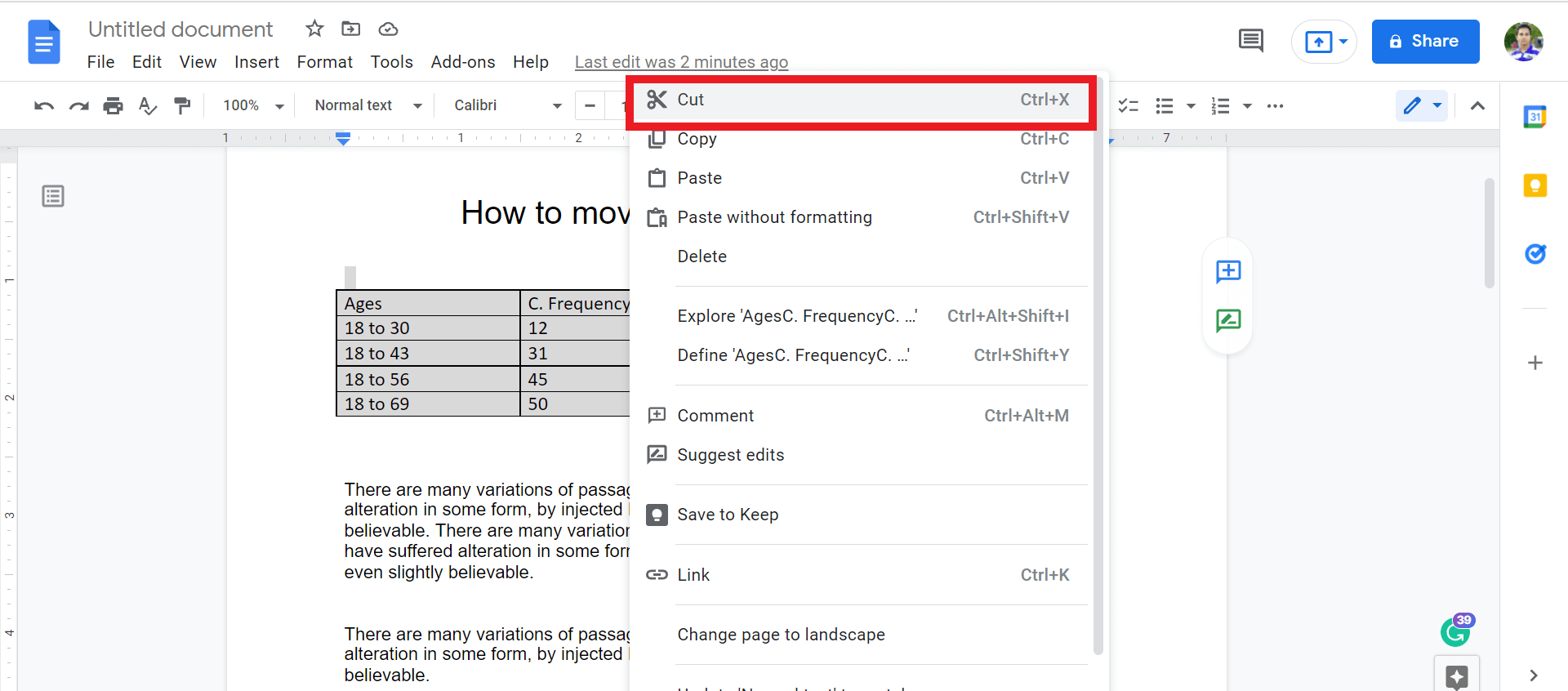 How Do You Move A Table On Google Docs