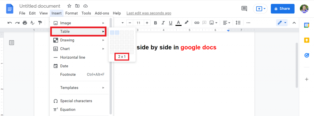 2 how to put two tables side by side in google docs