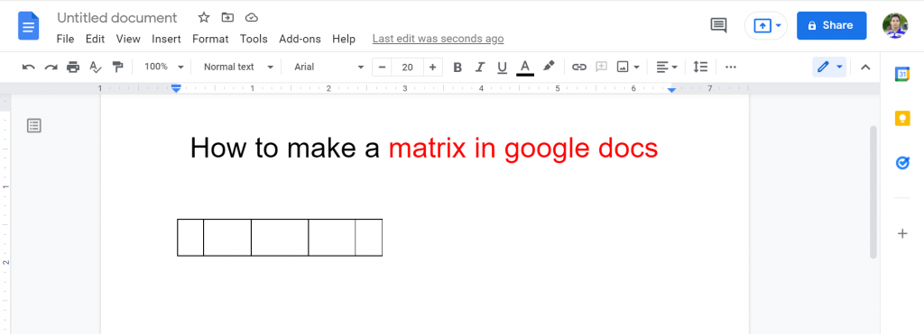 3 How to make a matrix in google docs