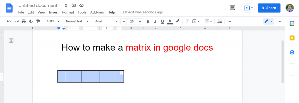 4 How to make a matrix in google docs