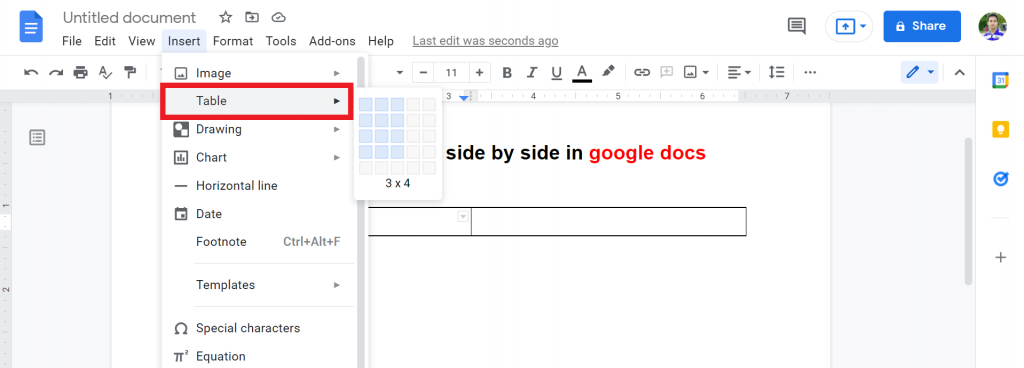 4 how to put two tables side by side in google docs