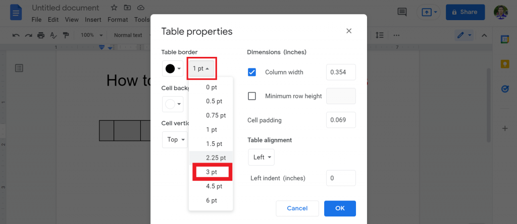 6 How to make a matrix in google docs