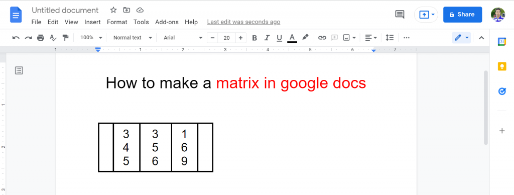 7 How to make a matrix in google docs