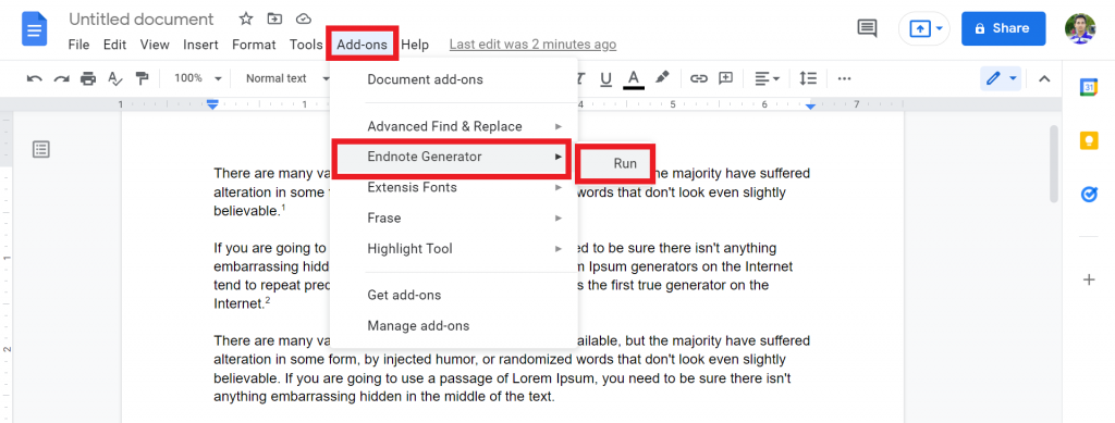 How To Do Endnotes Google Docs