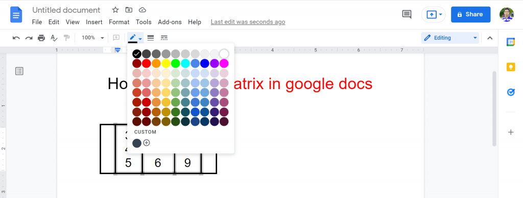 9 How to make a matrix in google docs