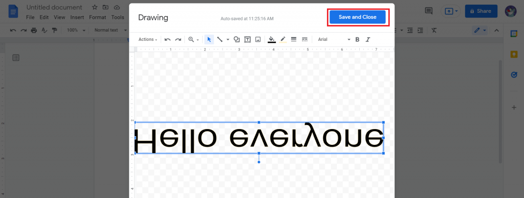 step 7 for Method 2 Flip Words in Google Docs using Word Art