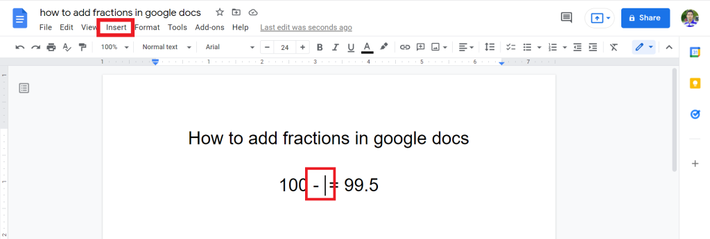 1 How To Add Fractions In Google Docs