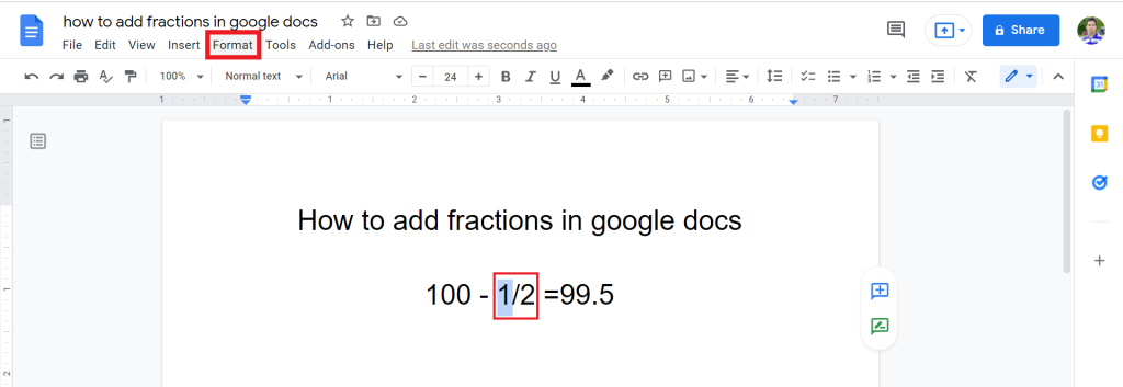 1 How To Add Fractions In Google Docs