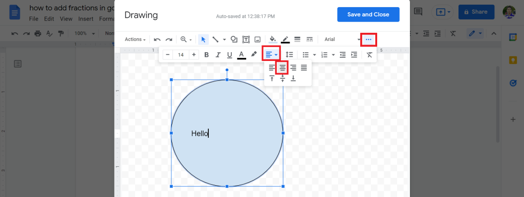 how to insert circle in google docs