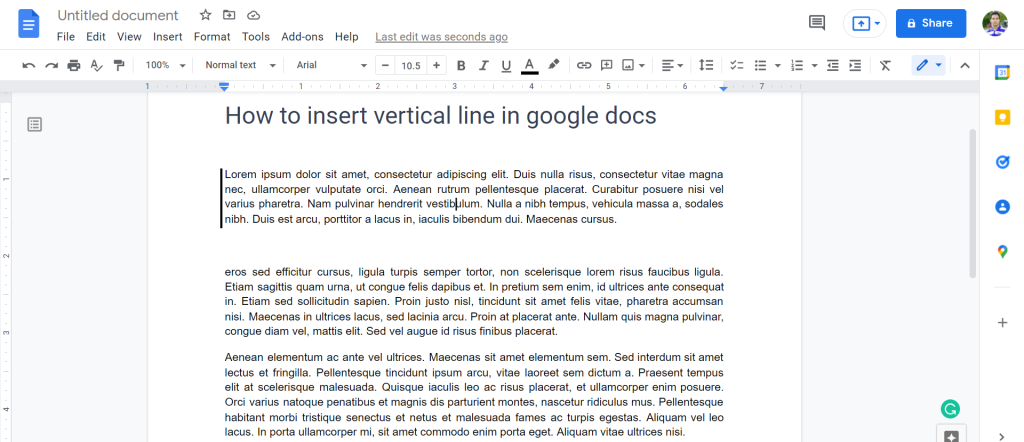 4 Add verticle line as a paragraph borders