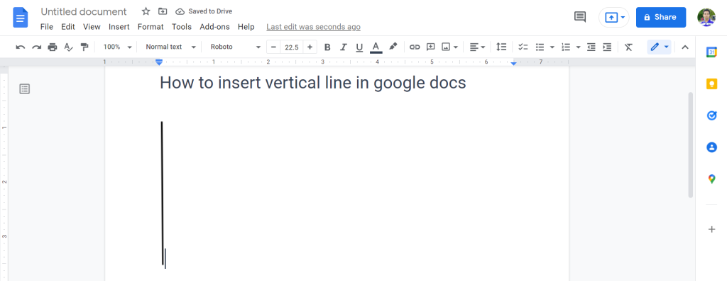 5 Add vertical line using drawing tool