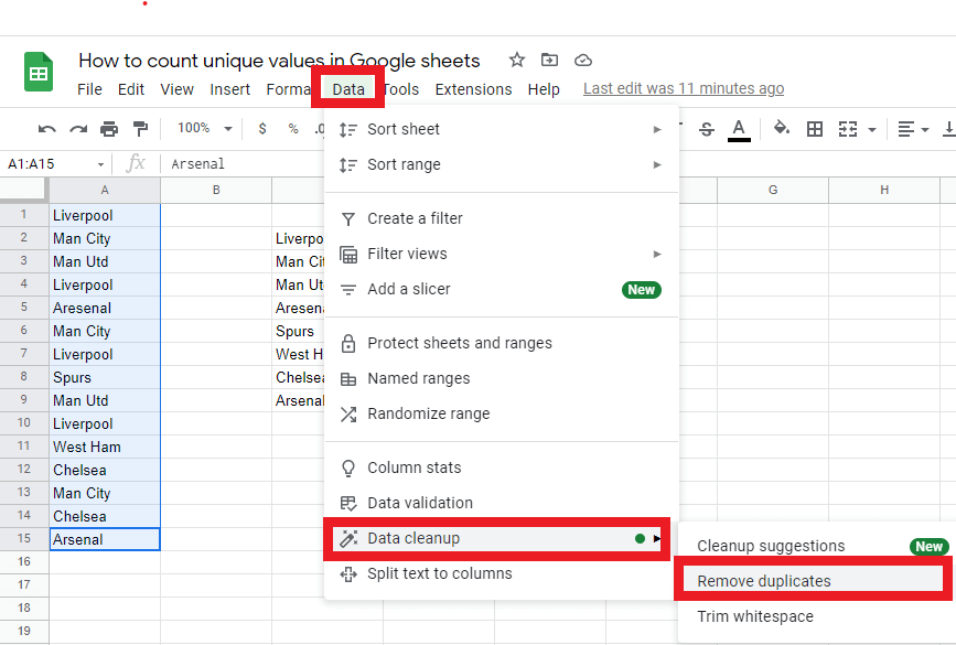 11 How to count unique values in Google Sheets