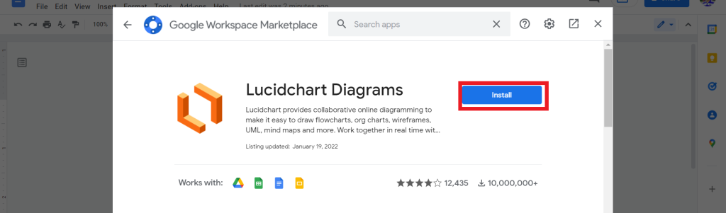 3 How To Install Lucidchart add-on In Google Docs