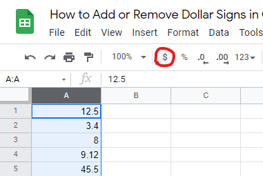 1 How to Add or Remove Dollar Signs in Google Sheets