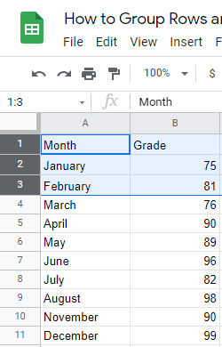 1 How to Group Rows and Columns in Google Sheets