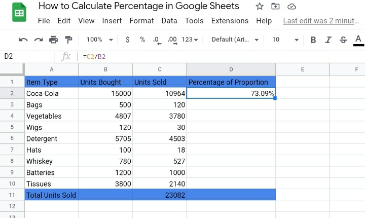 how-to-find-percentage-in-google-sheets