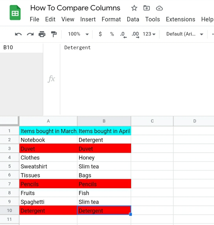 21 How To Compare Two Columns In Google Sheets