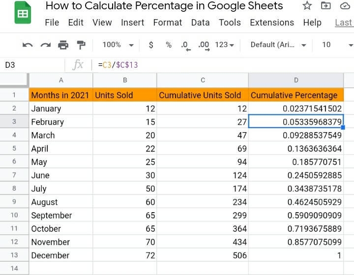 22 how to calculate percentage in google sheets