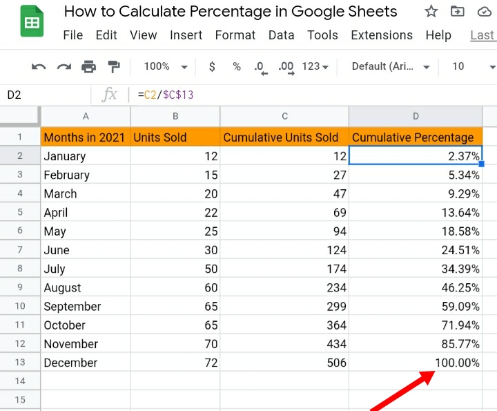 24 how to calculate percentage in google sheets