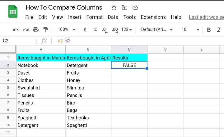 3 How To Compare Two Columns In Google Sheets