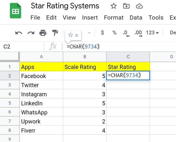 3 How To Create A Star Rating System In Google Sheets