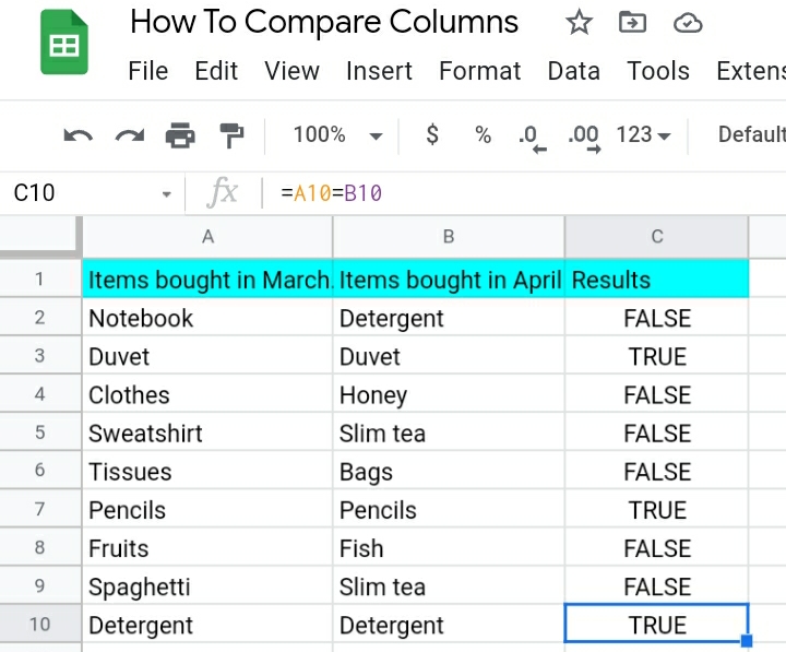 4 How To Compare Two Columns In Google Sheets