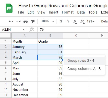 4 How to Group Rows and Columns in Google Sheets