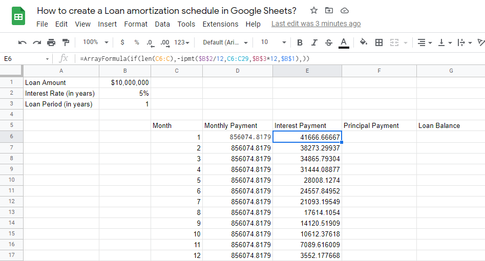 5 How to create a Loan amortization schedule in Google Sheets