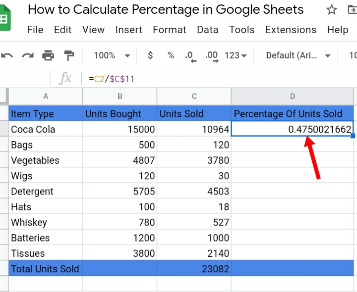 5 how to calculate percentage in google sheets