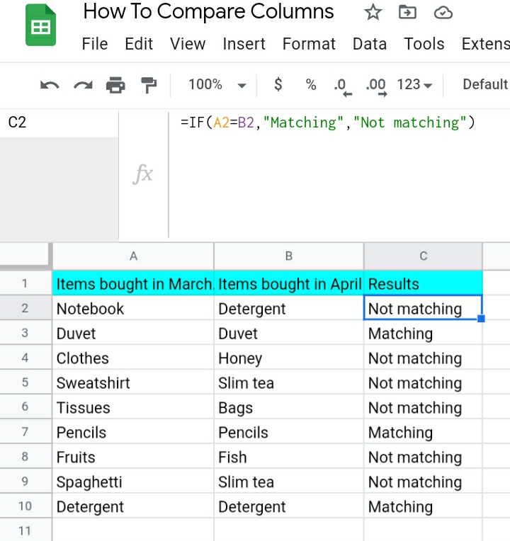 6 How To Compare Two Columns In Google Sheets