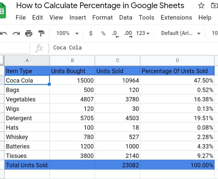 8 how to calculate percentage in google sheets