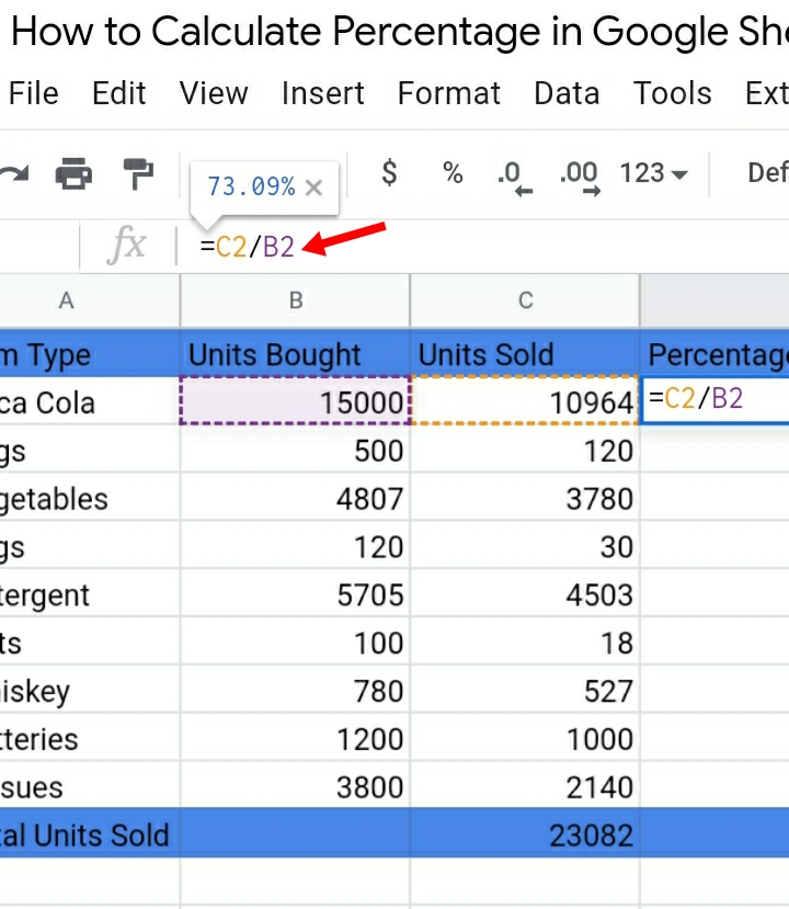 How To Do Percentage Formula In Google Sheets