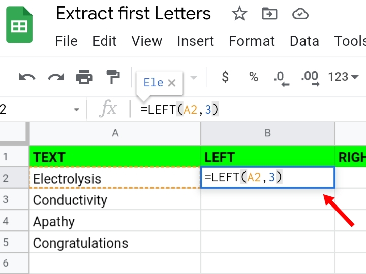 1 Extract the First Letter of Each Word in Google Sheets